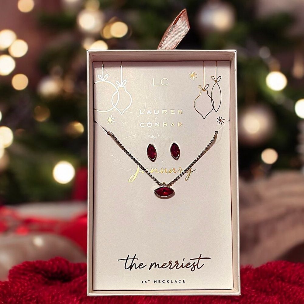 LC Lauren Conrad January Christmas Ornament Necklace And Earrings Set